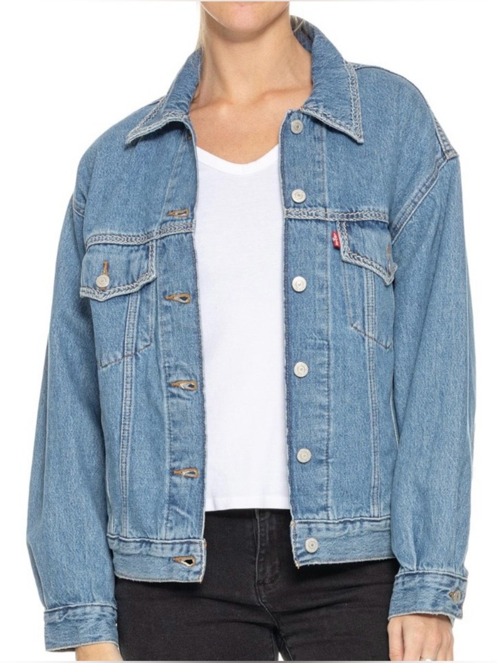 Women's Levi's 90’s Trucker Jacket Blue Denim Jean Size XS
